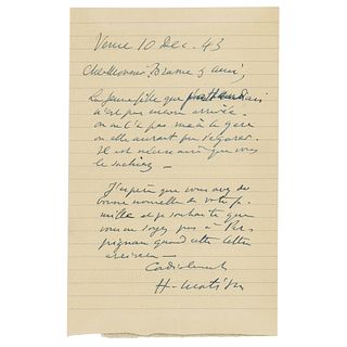 Henri Matisse Autograph Letter Signed