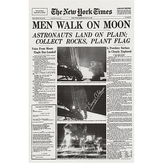 Buzz Aldrin Signed Newspaper Front Page Reprint