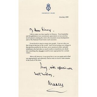 King Charles III Typed Letter Signed to Jimmy Savile