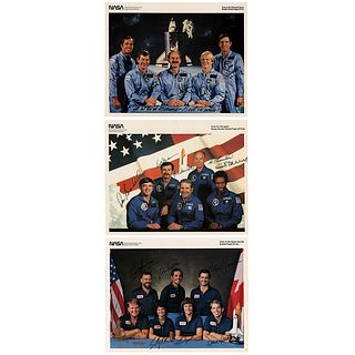 Space Shuttle (4) Crew-Signed Photographs: STS-8, STS-41-B, STS-41-C, and STS-41-G