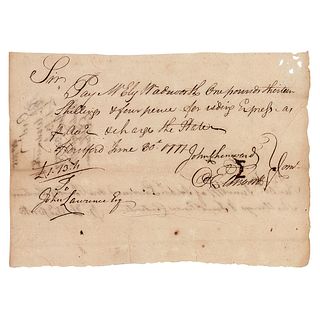 Oliver Ellsworth Document Signed (1777)