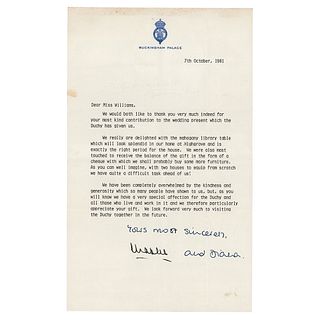 Princess Diana and King Charles III Typed Letter Signed