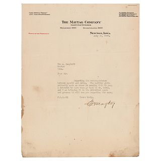 F. L. Maytag Typed Letter Signed (1920)
