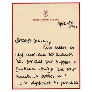 Princess Diana Autograph Letter Signed to Jimmy Savile