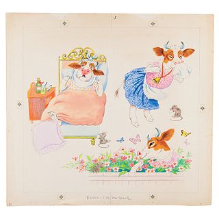 Cows, Butterflies, and Mice production drawing from a Disney cartoon book