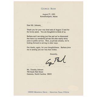 George Bush Typed Letter Signed on Retirement