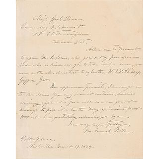 Sarah Childress Polk Autograph Letter Signed on "Flag of Truce"