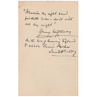 Henry M. Stanley Autograph Quote Signed