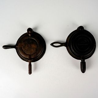 Pair of Mini Cast Iron German Waffle or Cookie Irons