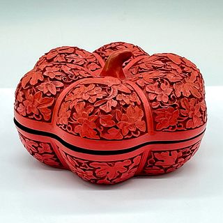 Chinese Carved Cinnabar Lacquer Pumpkin Box