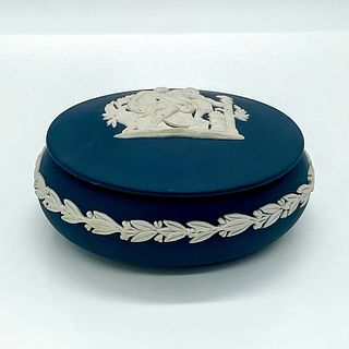 Wedgwood Blue Jasperware Box with Lid, Asclepius
