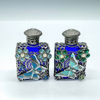 Pair of Czech Filigree Perfume Bottles
