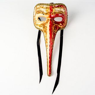 Venetian Mask, Plague Doctor, Red and Tan
