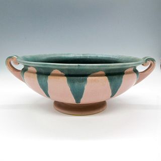 Roseville Pottery Console Footed Bowl, Cornelian