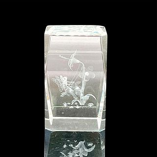 Vintage Crystal Clear Fairy Floral Paperweight