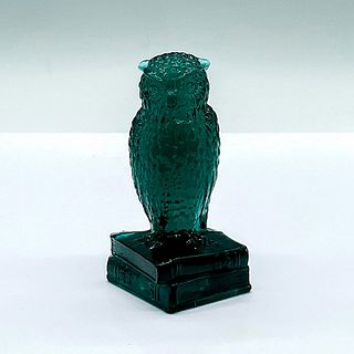 Degenhart Glass Owl Paperweight, Jade Slag