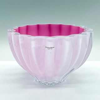 Kosta Boda Ann Wahlstrom Art Glass Bowl, Hot Pink, Signed