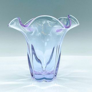 Blue Glass Tulip Shaped Flower Vase