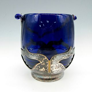 Vintage Viking Cobalt Blue Glass Ice Bucket
