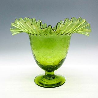 Blenko Ruffled Crackle Glass Vase