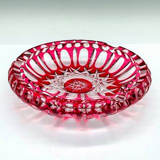 Crystal Cut to Clear Cranberry Cigar Ashtray