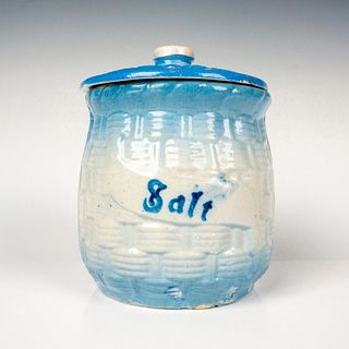Antique Stoneware Lidded Salt Jar