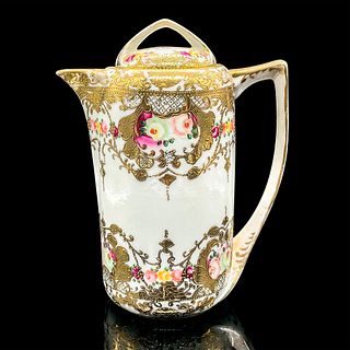 Vintage Japanese Coffee Pot, Gold and Flowers