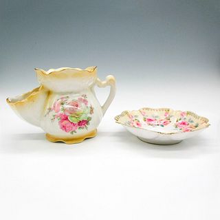 2pc Vintage Old Foley Porcelain Shaving Mug and Dish