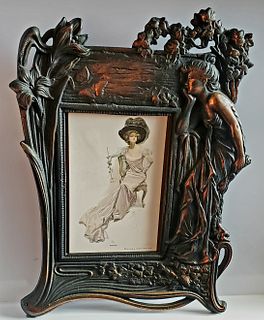 Art Nouveau Gilded Bronze Picture Frame