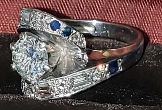 Vintage Platinum, Diamond, Sapphire Ring