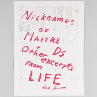 After Julian Schnabel (b. 1951): Nicknames of Maitre Ds 