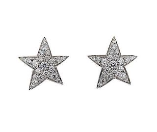 Chanel Comete 18K Gold Diamond Star Earrings