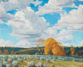 Russell Case (b. 1966), "Skies of Autumn," 2022, Oil on linen laid to Gatorboard, 20" H x 24" W