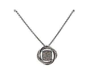 David Yurman Sterling Diamond Infinity Pendant Necklace