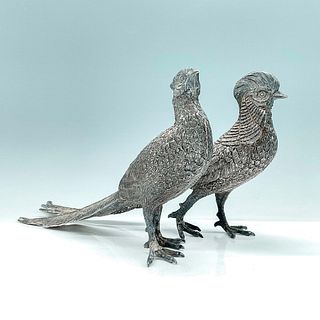 Pair of Silver Plated Pheasants Male and Female