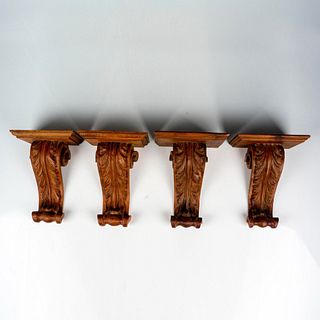 4pc Vintage Wooden Acanthus Wall Brackets