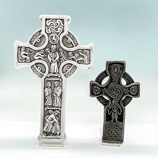 2pc Ceramic and Resin Irish and Gallen Priory Crosses