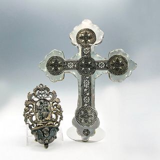 2pc Religious Cross and Wall Pocket