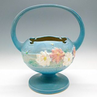 Roseville Style Pottery Handled Vase, Cosmos