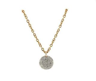 Pomellato Sabbia 18K Gold Diamond Disc Pendant Necklace