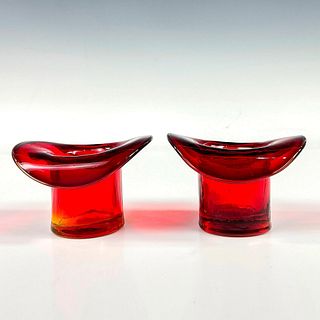 Pair of Amberina Glass Hat Topper Vases