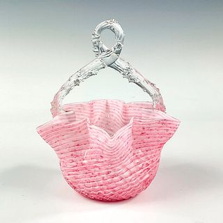 Vintage Art Glass Swirl Basket
