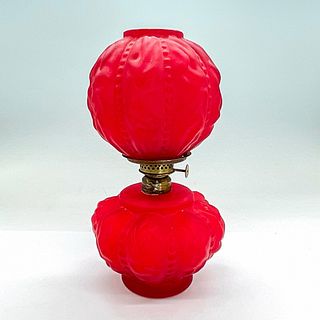 Vintage Red Satin Glass Oil Lamp