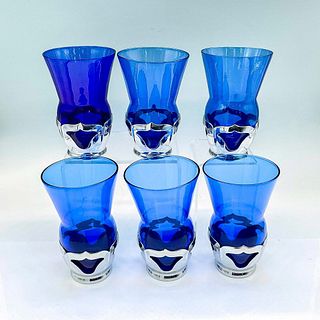 6pc Farber Brothers Krome Kraft Cobalt Blue Glasses