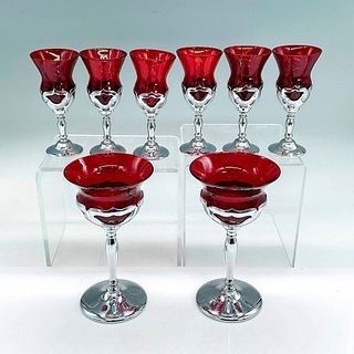 8pc Farber Brothers Krome Kraft Red Cordial and Wine Glasses