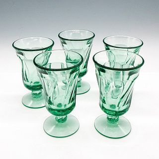 5pc Fostoria Jamestown Green Drinking Glasses