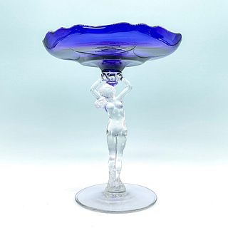 Cambridge Cobalt Candy Compote Dish with Nude Figure Stem
