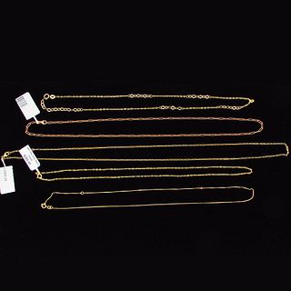Five 14k Yellow Gold Chains