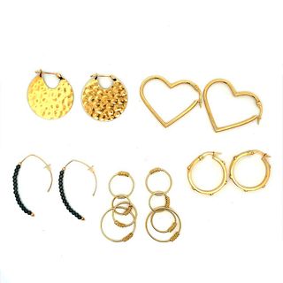 Five Pairs of 14k and 18k Gold Earrings