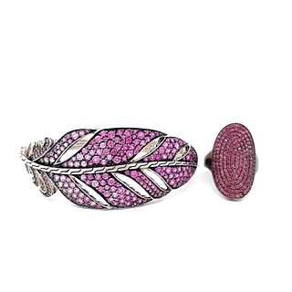 John Hardy Sterling, Pink Sapphire Bracelet and Ring